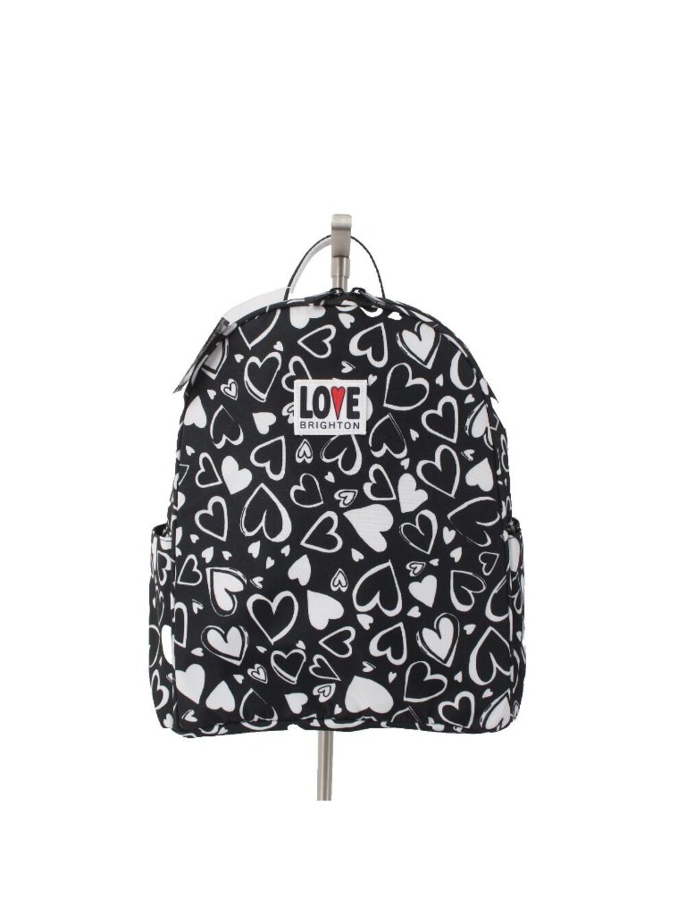 Brighton Backpack Endless Love 12 x 9 x  4 Black White Heart Fabric Backpack